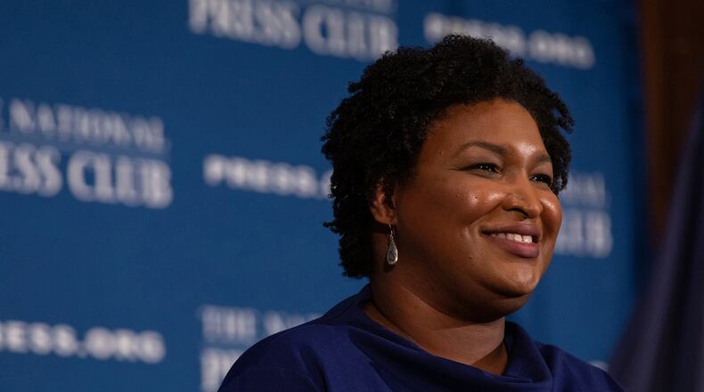 Stacey Abrams, former Georgia House Democratic Leader and gubernatorial candidate, speaks to attendees at the National Press Club Headliners Luncheon in Washington, D.C., on Nov. 15, 2019. (Cheriss May/Sipa USA/TNS)