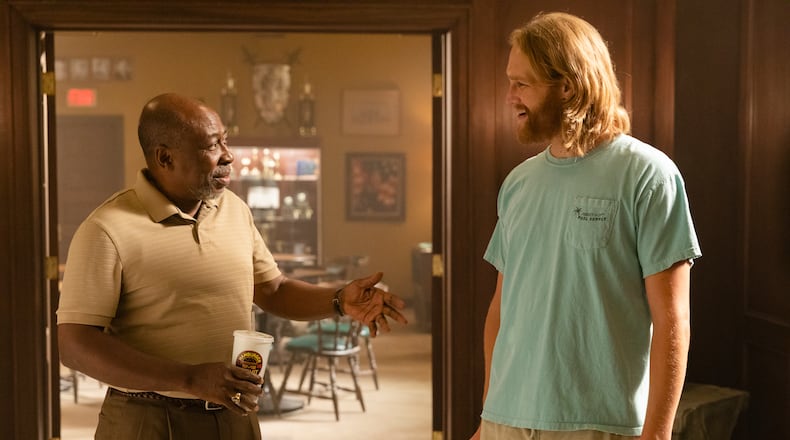Brent Jennings as Ernie Fontaine, Wyatt Russell as Sean "Dud" Dudley - Lodge 49 _ Season 1, Episode 1 - Photo Credit: Jackson Lee Davis/AMC