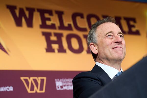 Washington Commanders controlling owner Josh Harris attends an announcement about a new home for the NFL football team on the site of the old RFK Stadium, Monday, April 28, 2025, at the National Press Club in Washington. (AP Photo/Jacquelyn Martin)