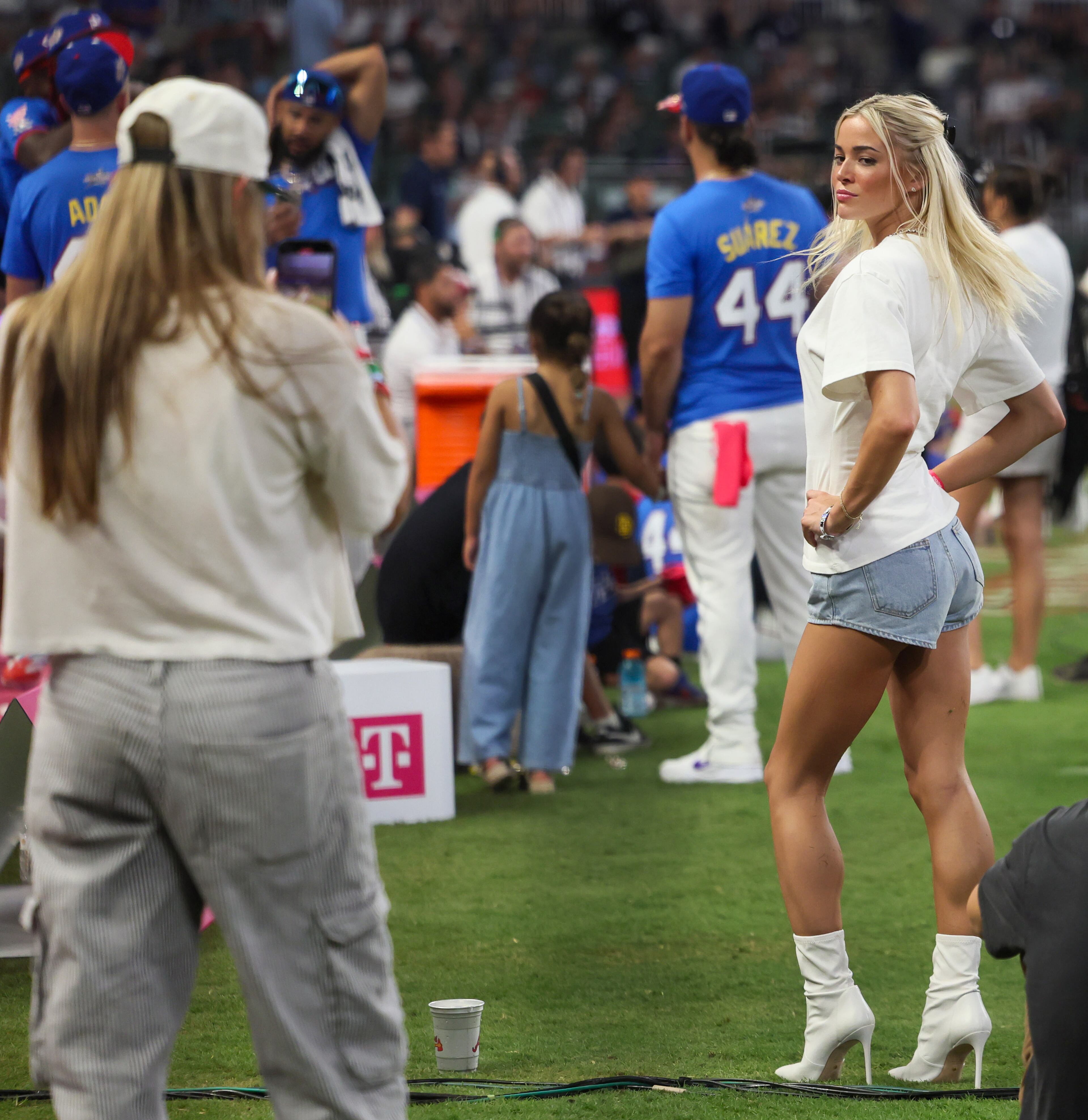Former artistic gymnast and 'Sports Illustrated' swimsuit model Livvy Dunne poses for a photo during the MLB Home Run Derby as part of the All-Star Game festivities on Monday, July 14, 2025 at Truist Park in Atlanta. Jason Getz / AJC