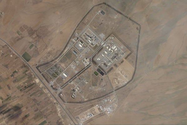 This satellite photo from Planet Labs PBC shows the Arak heavy water reaction in Iran on March 20, 2025. (Planet Labs PBC via AP)