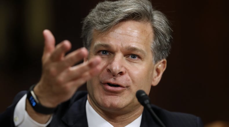 FBI Director nominee Christopher Wray testifies on Capitol Hill in Washington, Wednesday, July 12, 2017, at his confirmation hearing before the Senate Judiciary Committee. (AP Photo/Pablo Martinez Monsivais)