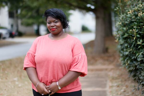 Dannielle Jefferson was homeless before she moved into a basement apartment at The Village at Kensington in 2018. At night, she would awaken to the sounds of strangers trying to break in. (Miguel Martinez / miguel.martinezjimenez@ajc.com)