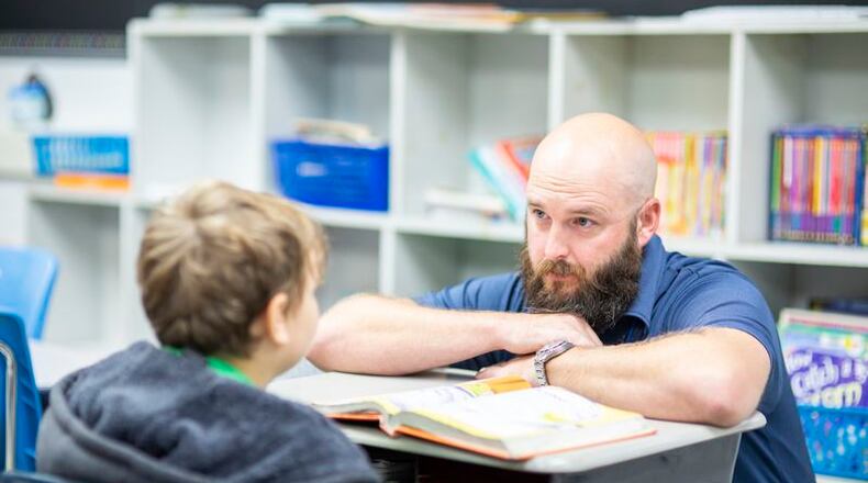 Rehobeth Elementary School teacher Scotty Matthews instructs students during class Monday, October 18, 2021. Alaina Deshazo for AL.com