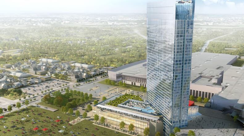 Rendering of a planned 1,010-room hotel at the Georgia World Congress Center