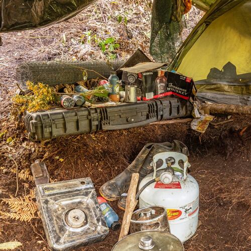 FILE - This photo released by the New Zealand Police on Sept 10, 2025, shows the main campsite where Tom Phillips and his children were hiding in the bush near Waitomo, in the district of Waikato, New Zealand. (New Zealand Police via AP, File)
