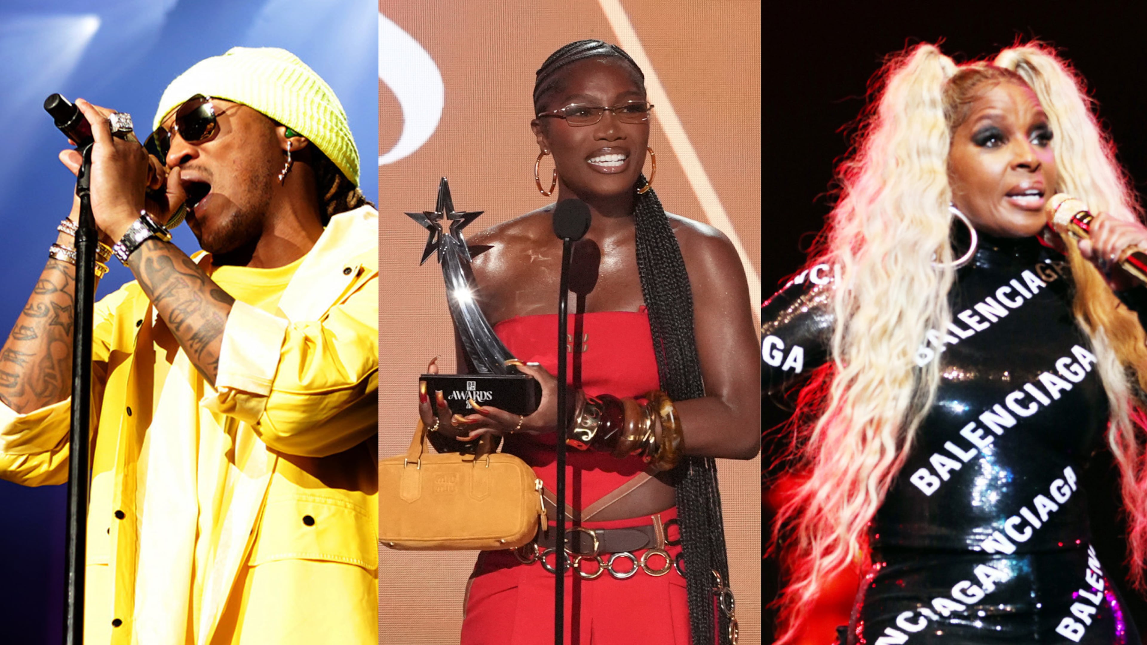 Future, Doechii and Mary J. Blige are among the headliners at the 2025 One MusicFest. Doechii and Mary J. Blige (with The Roots) will perform at the festival for the first time. (Akili-Casundria Ramsess/Eye of Ramsess Media, Chris Pizzello/Associated Press, Robb Cohen for the AJC)