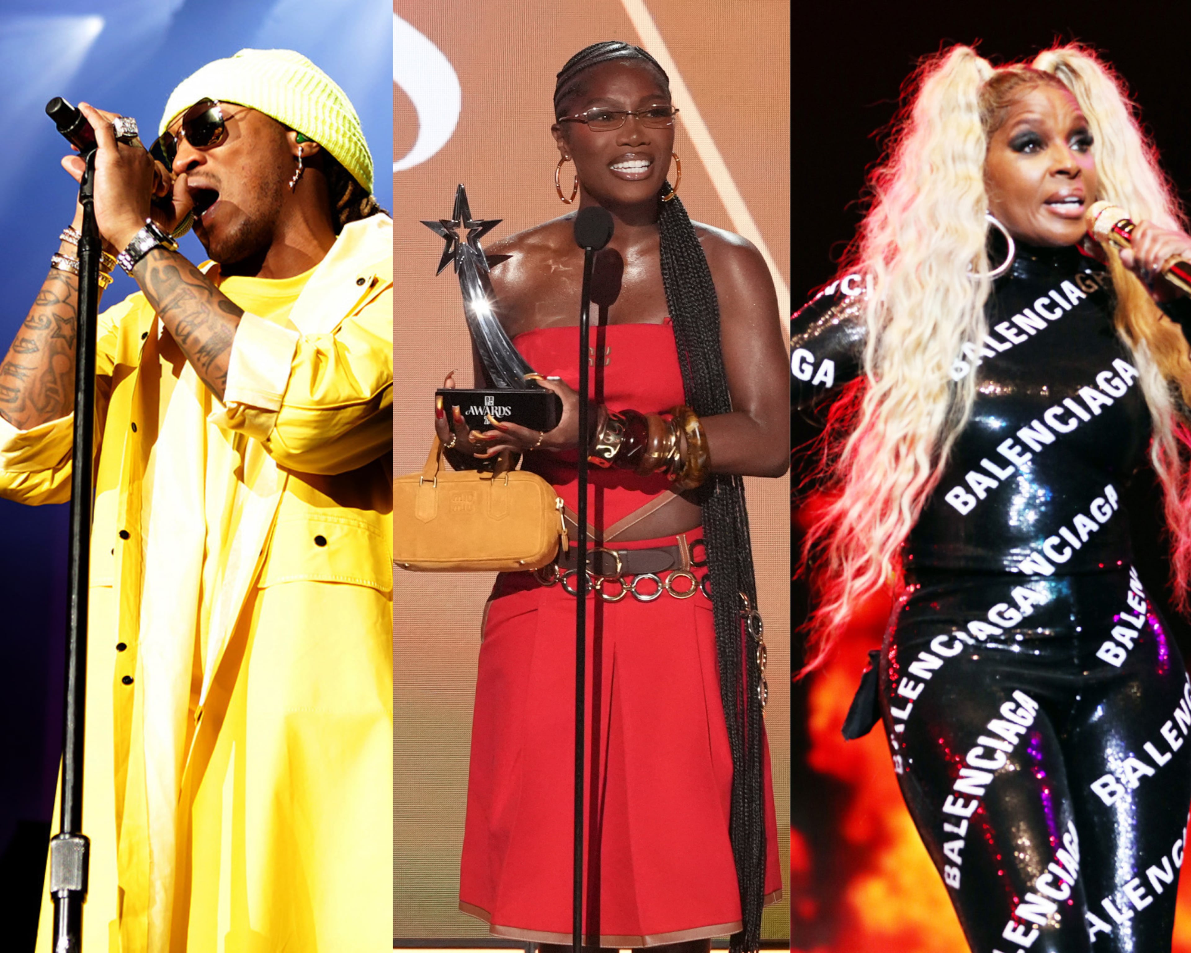 Future, Doechii and Mary J. Blige are among the headliners at the 2025 One MusicFest. Doechii and Mary J. Blige (the latter performing with The Roots) will perform at the festival for the first time. (Akili-Casundria Ramsess/Eye of Ramsess Media, Chris Pizzello/Associated Press, Robb Cohen for the AJC)