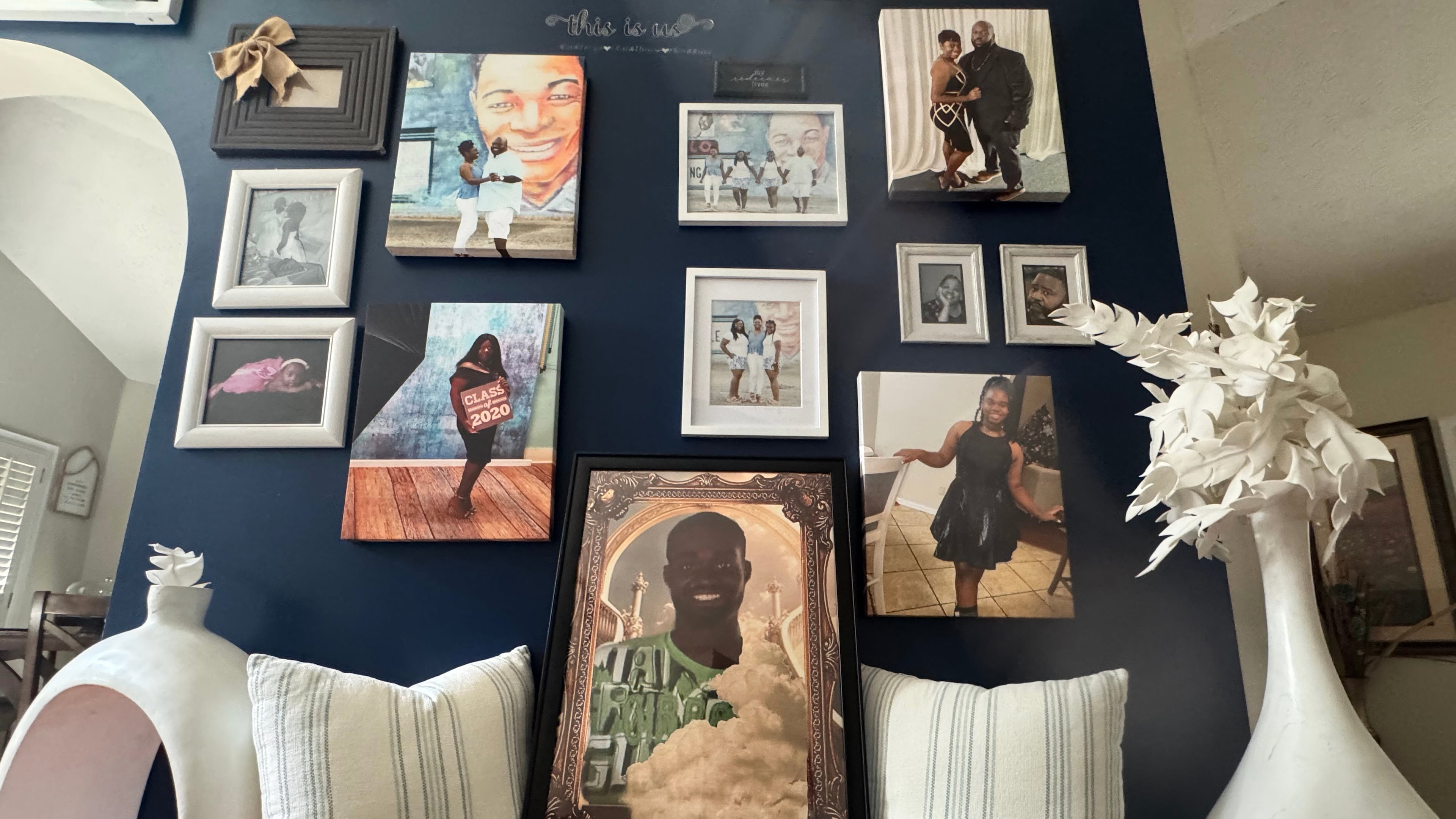 A framed photo of Fernando Clark, who died in Montgomery County Jail in 2024, sits in the living room of his sister's home in Montgomery, Ala., Wednesday, Oct. 8, 2025. (AP Photo/Safiyah Riddle)