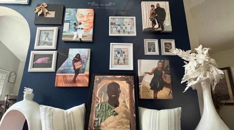 A framed photo of Fernando Clark, who died in Montgomery County Jail in 2024, sits in the living room of his sister's home in Montgomery, Ala., Wednesday, Oct. 8, 2025. (AP Photo/Safiyah Riddle)