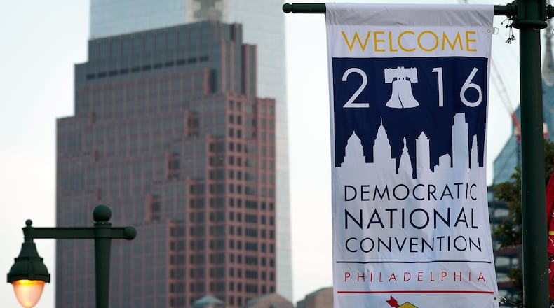 PHILADELPHIA, PA - JULY 21: Signage for the Democratic National Convention is on view in downtown Philadelphia, July 21, 2016 in Philadelphia, Pennsylvania. The Democratic National Convention will formally kick off on Monday. (Photo by Drew Angerer/Getty Images)