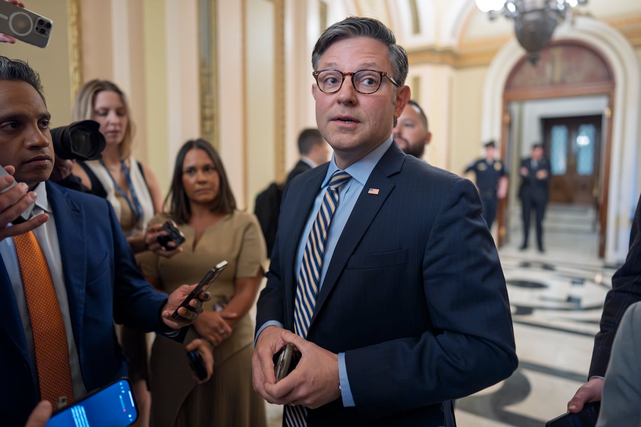 U.S. House Speaker Mike Johnson set a new deadline of Jan. 31, 2026 — two months earlier than his original plan — to vote on President Trump's tariffs. (J. Scott Applewhite/AP)