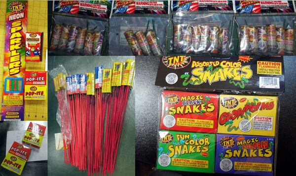 These fireworks were discovered by TSA in checked and carry-on bags last week at airports around the nation. Fireworks and firecrackers are prohibited in checked and carry-on bags. Source: TSA