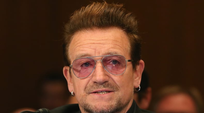 WASHINGTON, DC - APRIL 12: Bono, lead singer of the rock band U2 and co-founder of ONE, a non-profit, non-partisan advocacy organization, testifies during a Senate Appropriations Subcommittee hearing on Capitol Hill, April 12, 2016 in Washington, DC. The hearing focused on causes and consequences of violent extremism, and the role of foreign assistance. (Photo by Mark Wilson/Getty Images)