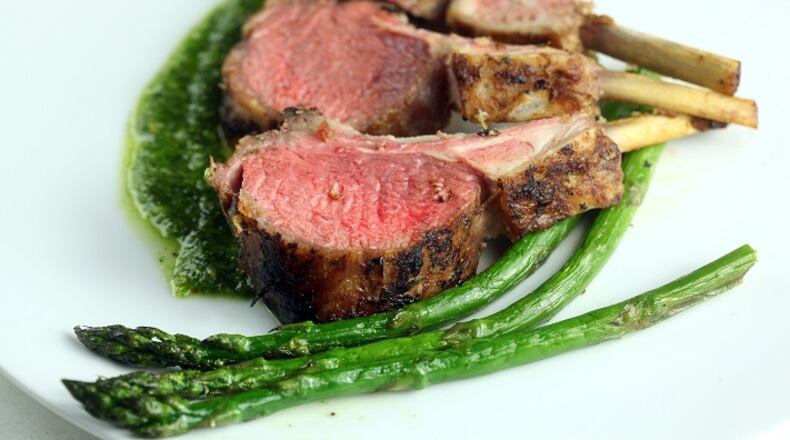 Pan seared rack of lamb with mint pesto. (Andre J. Jackson/Detroit Free Press/TNS)