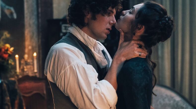 This image released by HBO shows Vincent Lacoste, left, and Anamaria Vartolomei in a scene from "The Seduction." (Caroline Dubois/HBO via AP)