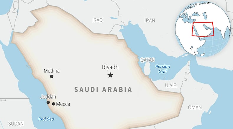 This is a locator map for Saudi Arabia with its capital, Riyadh. (AP Photo)
