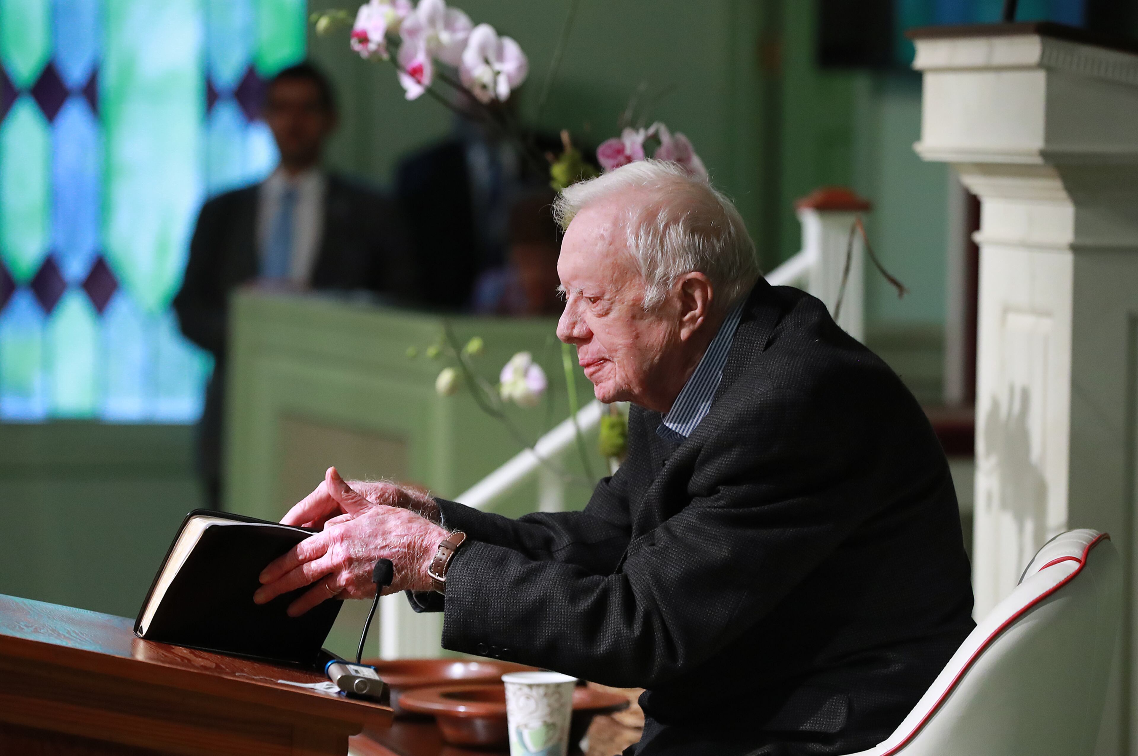 President Jimmy Carter returns to hometown church