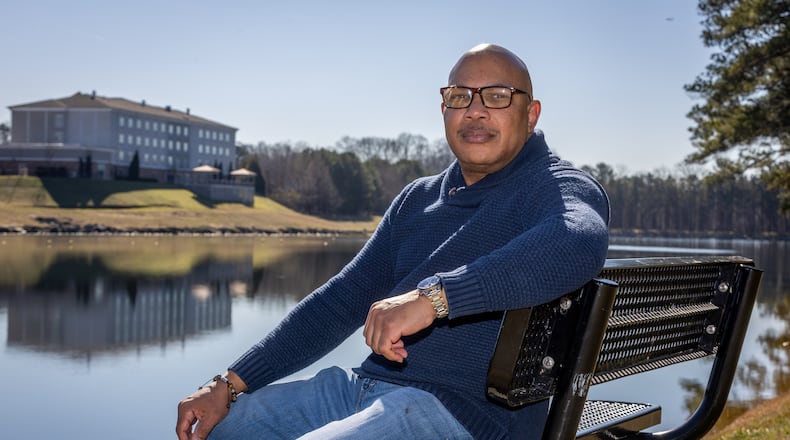 Chair of NPU-P Reginald Rushin poses at Community Lake Park in Atlanta on Tuesday, February 6, 2023. (Steve Schaefer/steve.schaefer@ajc.com)