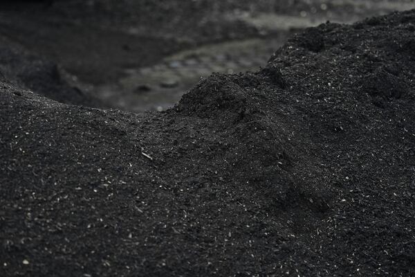 Sifted compost, made partly from biosolids, also known as sewage sludge, sits in a pile on Friday, March 7, 2025, at a facility in Lockbourne, Ohio. (AP Photo/Joshua A. Bickel)