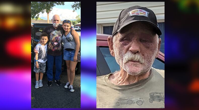 Ivan Millman, 77, of Ellenwood, in a family photo (left) and on the day Clayton County police officers responded to his home for reports of an injured person.