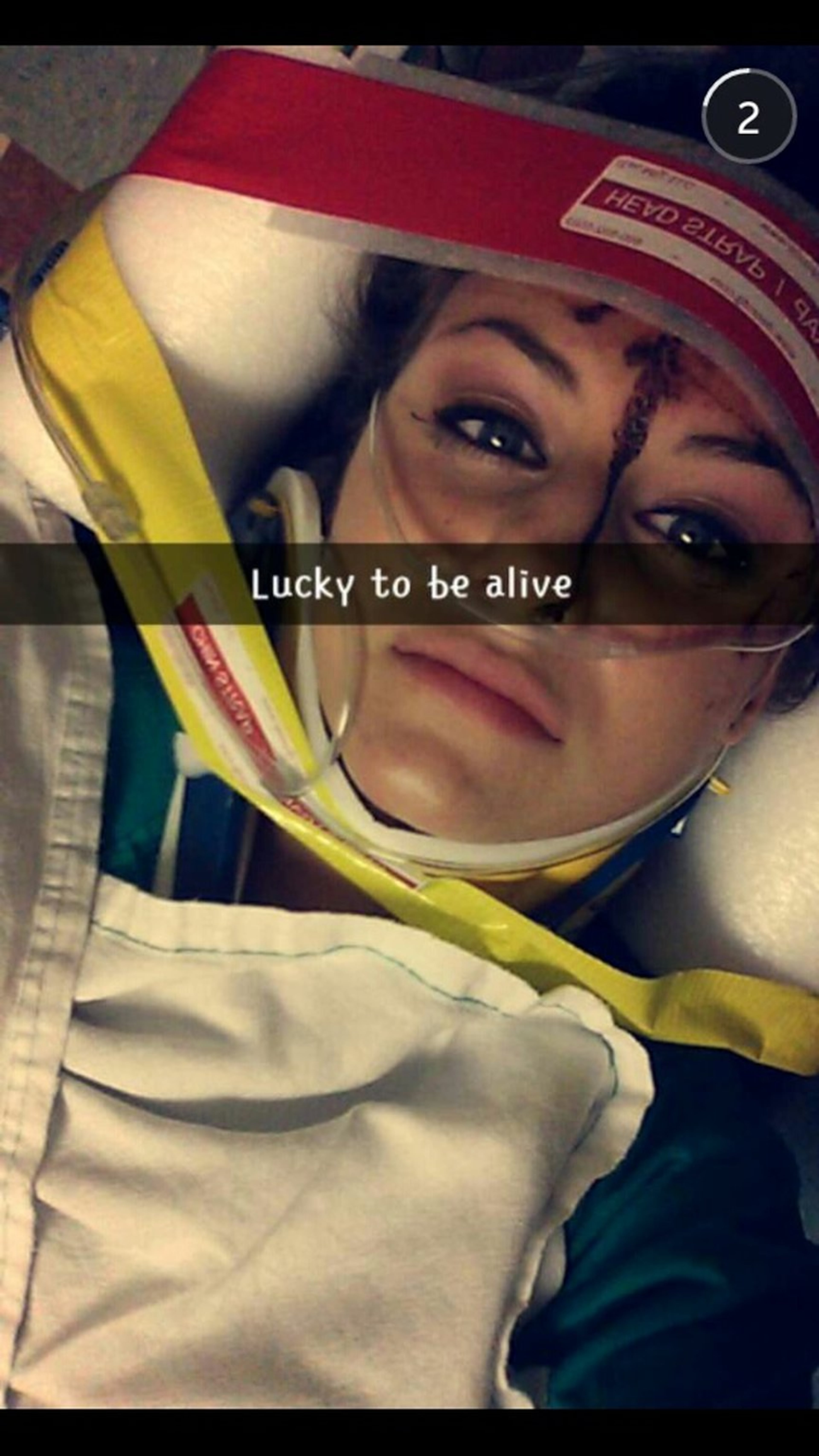 Christal McGee, now known as Christal Leatherwood, posted this Snapchat image of herself after crashing into a couple in Clayton County, court records show. (File/AJC)