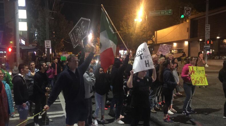 Protesters walk from Piedmont Park to Centennial Olympic Park. (Credit: Channel 2 Action News)