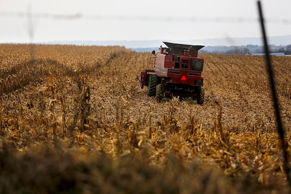 A farmer harvests crops in Wisconsin on Monday, Dec. 4, 2017. (Eileen Meslar/Telegraph Herald via AP, File)