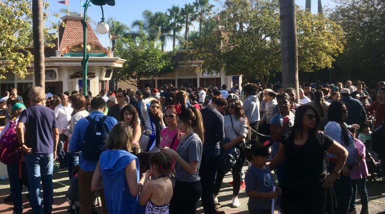 The power stayed on in this part of the park but crowds have been enormous everywhere. Some areas have experienced power outages today. Photo: Jennifer Brett, jbrett@ajc.com