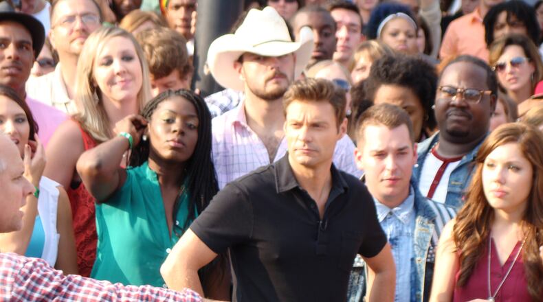 Ryan Seacrest taking direction during the Atlanta early audition round. He did all his takes a single time. Why? He's Ryan Seacrest!