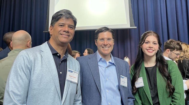 The team behind Synaptrix, an Alpharetta-based medical technology company. From left to right: Shyamy Sastry, CEO of Synaptrix, Eric Schepis, CTO, and Julianna Musgrove, Operations Engineer. (Courtesy)
CREDIT: Karen Cashion