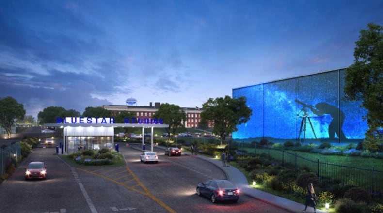 BlueStar Studios is opening in the old Fort Gilem army base space in Forest Park in 2023 and will ultimately have 18 stages. This is a rendition of the entrance. BLUESTAR STUDIOS