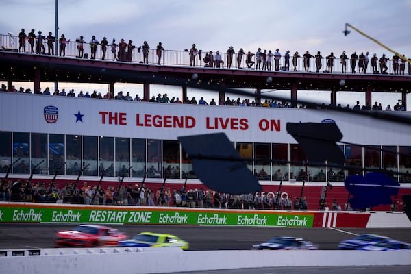 Fans watch the NASCAR All-Star Open auto race Sunday, May 18, 2025, in North Wilkesboro, N.C. (AP Photo/Scott Kinser)
