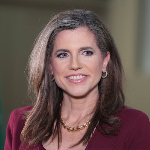 FILE - U.S. Rep. Nancy Mace, R-S.C., takes questions from reporters following a South Carolina gubernatorial GOP candidate debate on April 1, in Newberry, S.C. (AP Photo/Meg Kinnard, File)