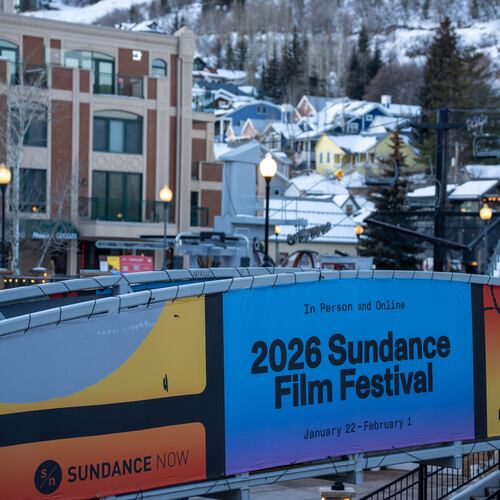 A sign promotes the 2026 Sundance Film Festival on Thursday, Jan. 22, 2026, in Park City, Utah. (Photo by Charles Sykes/Invision/AP)