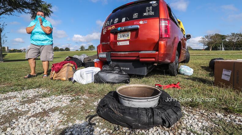 Melody Rawson arrived at Atlanta Motor Speedway on Wednesday from Myrtle Beach, South Carolina after having a blowout on the way. (JOHN SPINK, AJC)