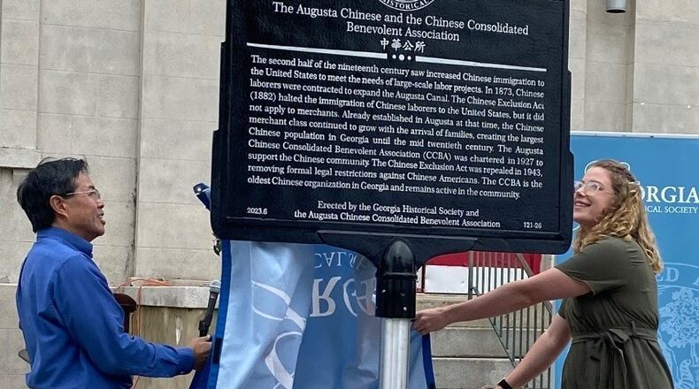 The Georgia Historical Society has erected its first marker honoring Asian American and Pacific Islanders in Georgia with a historical marker in Augusta featuring the oldest Chinese organization in the state. (Courtesy of Georgia Historical Society)