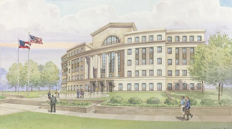 An artist rendering of the new judicial complex to be built across the street from the Georgia Capitol.