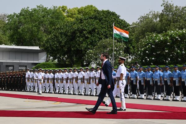 U.S. Vice President JD Vance arrives in New Delhi, India Monday, April 21, 2025. (Kenny Holston/The New York Times via AP, Pool)