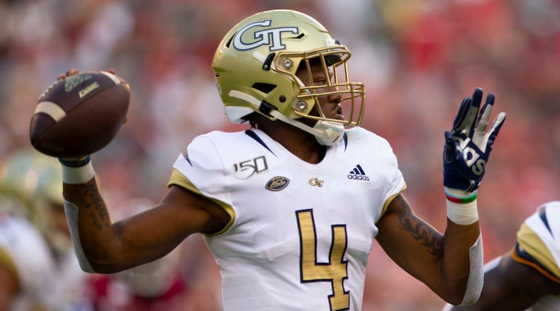 PHILADELPHIA, PA - SEPTEMBER 28: James Graham #4 of the Georgia Tech Yellow Jackets throws a pass in the third quarter against the Temple Owls at Lincoln Financial Field on September 28, 2019 in Philadelphia, Pennsylvania. The Temple Owls defated the Georgia Tech Yellow Jackets 24-2. (Photo by Mitchell Leff/Getty Images)