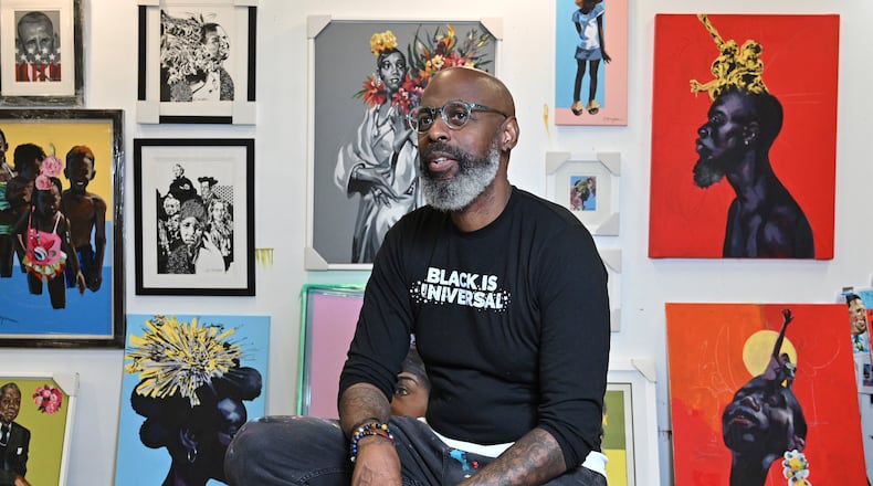 Portrait of acclaimed artist Charly Palmer at his studio on Friday, July 2, 2021. (Hyosub Shin / Hyosub.Shin@ajc.com)