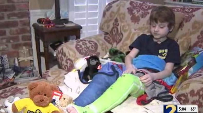 Jack Ford, 6, suffered two broken legs when he was hit by a car near Kennesaw Mountain National Battlefield Park.