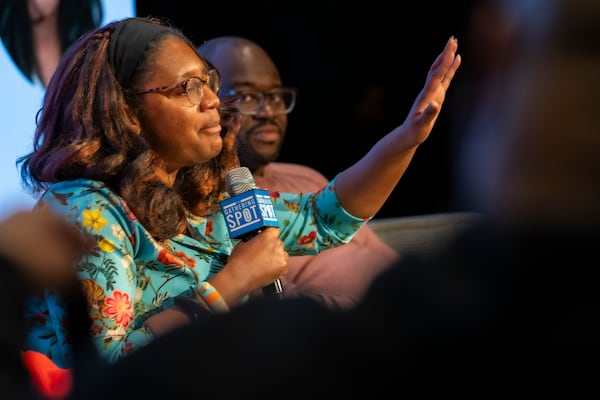 Erica Stanley discusses the state of Atlanta's black tech software engineers, product managers, analysts, and more at the annual State of the Atlanta Black Tech Ecosystem on Thursday, Jan. 11, 2024. (Olivia Bowdoin for the Atlanta Journal-Constitution).