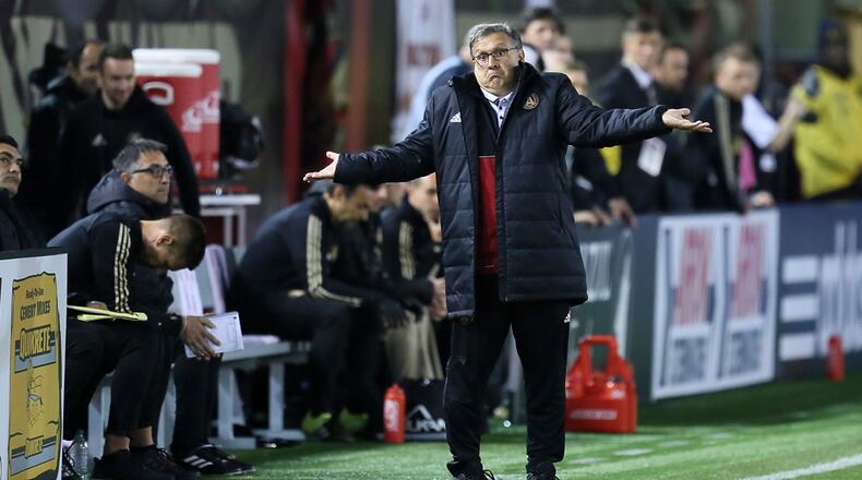 MARCH 5, 2017 Atlanta, Gerardo ‘Tata’ Martino Atlanta United coach argues a play with the side line referee during the second half of the game.