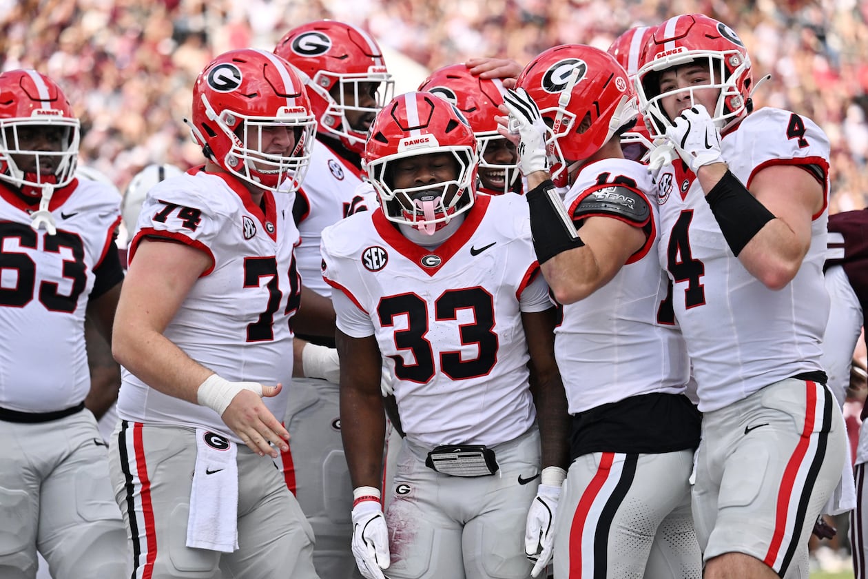 Georgia stayed at No. 5 in the AP Top 25 poll after rolling over Mississippi State on Saturday, and Texas - the Bulldogs' next opponent - climbed to No. 10. (Hyosub Shin/AJC)