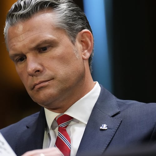 Defense Secretary Pete Hegseth looks at notes as he testifies at a Senate Appropriations Committee hearing, Tuesday, July 21, 2026, on Capitol Hill in Washington. (AP Photo/Jacquelyn Martin)
