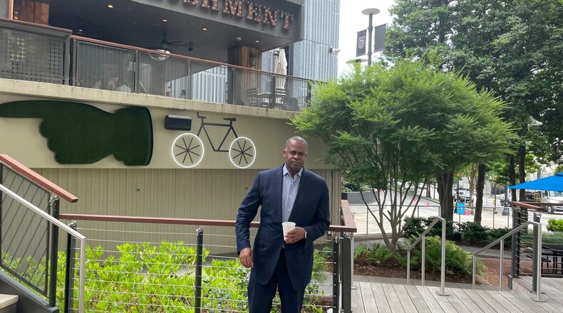 Former Mayor Kasim Reed, pictured Thursday after an interview at Colony Square, said rampant crime has caused him to come out of political retirement and run for his old office. Photo by Bill Torpy