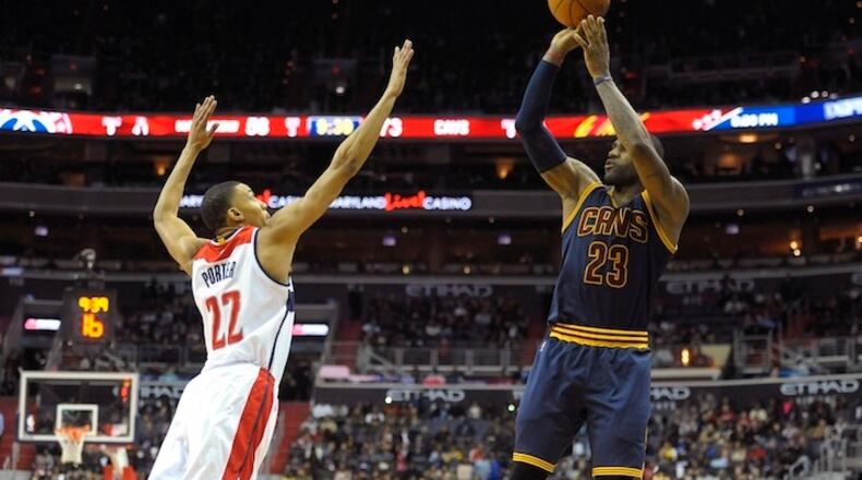 Cleveland Cavaliers superstar LeBron James (23) declared earlier this season that he would wear skinnier and shorter shorts this season, his 13th in the league, because he wanted to present a more professional appearance. MUST CREDIT: Washington post photo by Katherine Frey