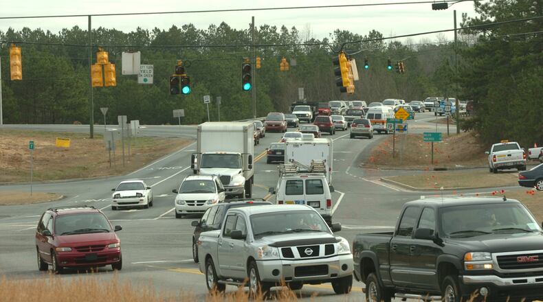 A clogged Bethelview Road in Forsyth County, whose road system will get a once-over in a planned five-year update to its transportation plan.