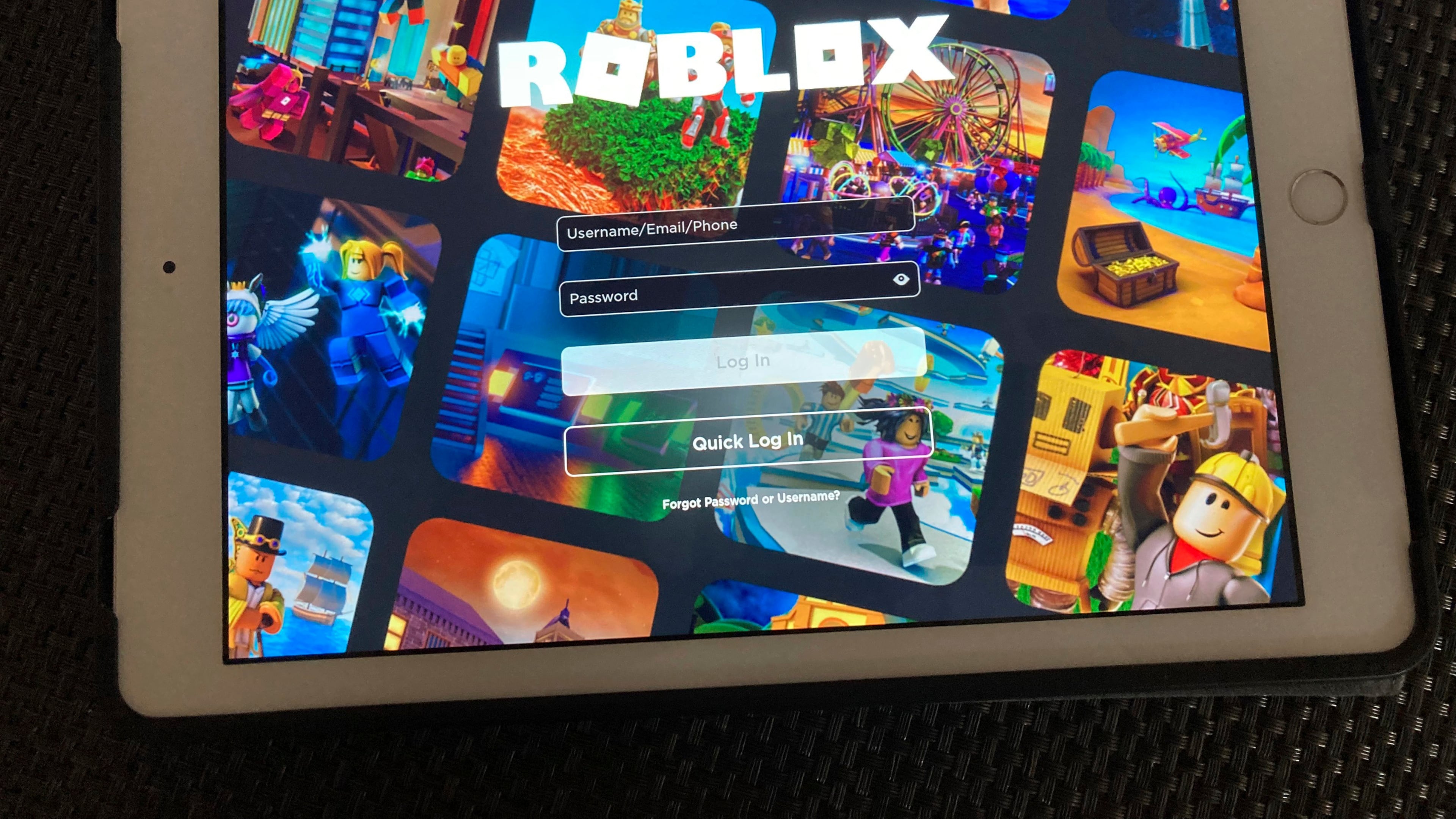 FILE - The gaming platform Roblox is displayed on a tablet, Oct. 30, 2021, in New York. (AP Photo/Leon Keith, File)